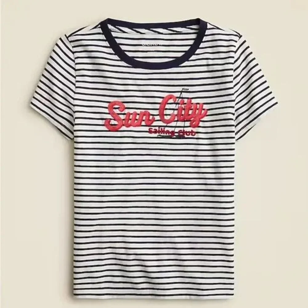 J Crew Slim fit Sun City Sailing graphic T-shirt broken-in jersey Women M